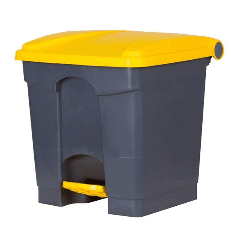 30L Clinical Waste Pedal Bin - Grey with Yellow Lid