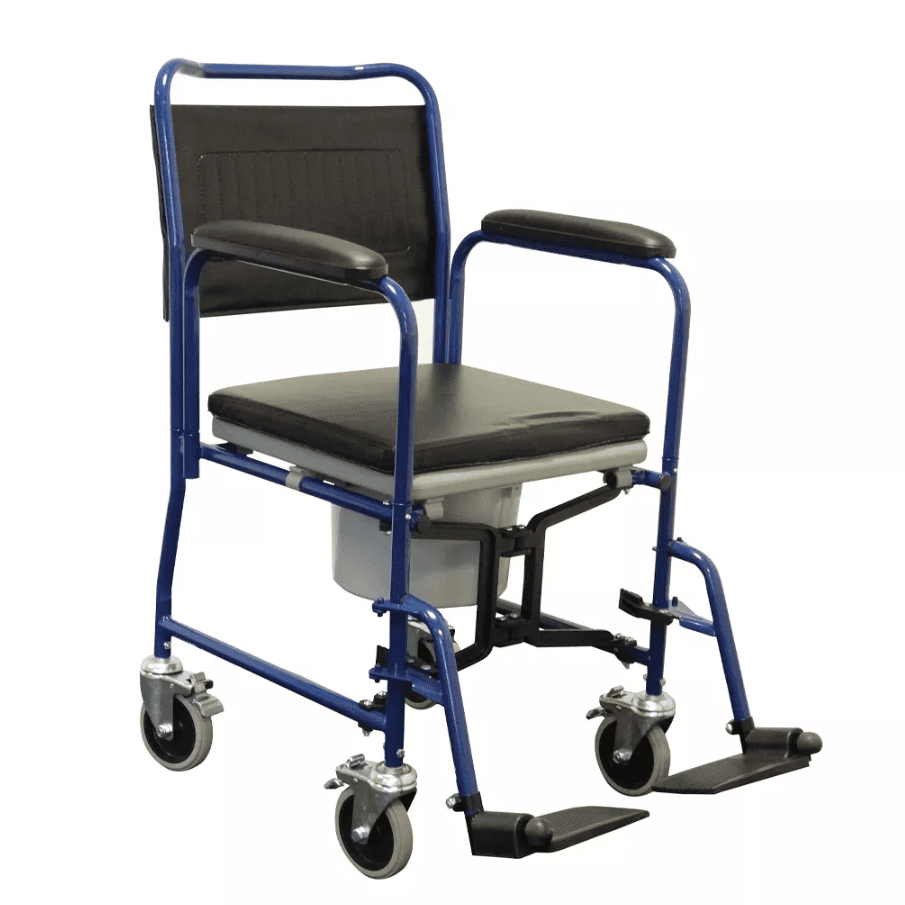 Wheeled Mobile Days Commode Chair w Round Bowl and 2 Castors