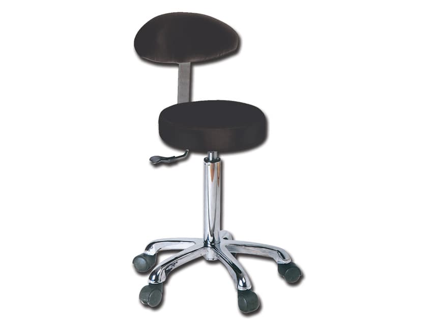 Height Adjustable Stool with Backrest - Black