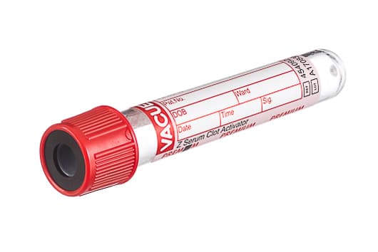 VACUETTE® Z Serum Clot Activator, 4ml, Red/Black, 13x75, Ridged (50)