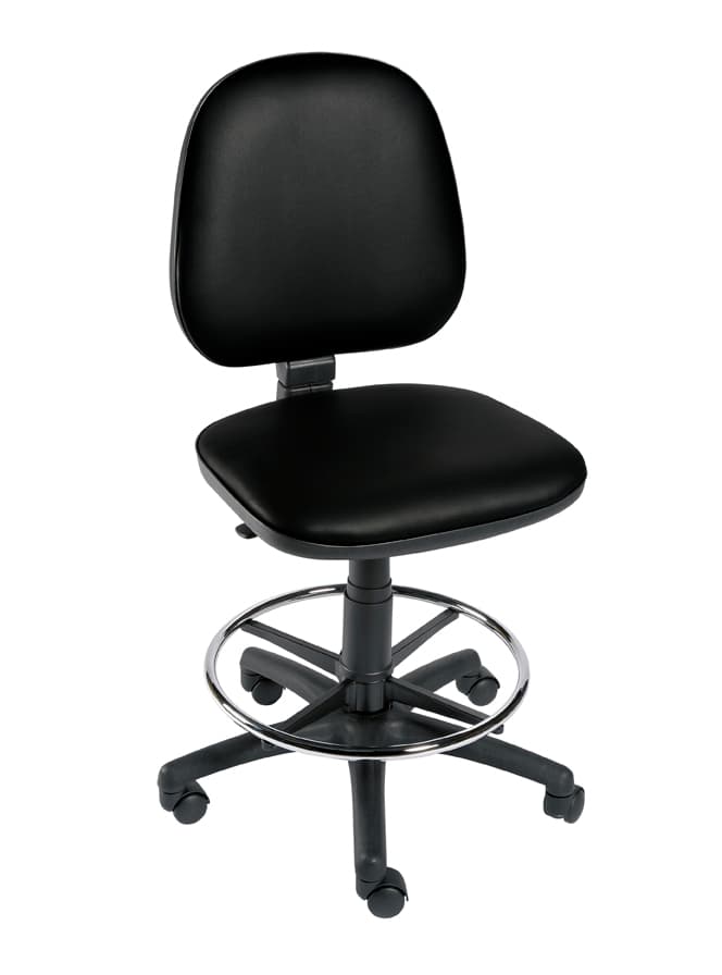 Operator Chair With Gas Lift and Foot Ring - No Arms - Black Vinyl