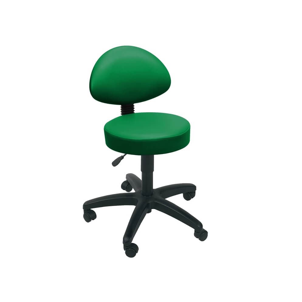 Examination Stool: Gas Lift Stool, Back Rest - Green