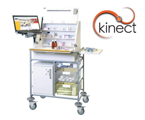 Kinect EPMA Station - Medium Ward Drug Trolley with Storage Box - White