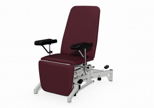 Phlebotomy Chair (Electric, 90 Degree Vertical Leg Drop with Phlebotomy Arms) - Wine