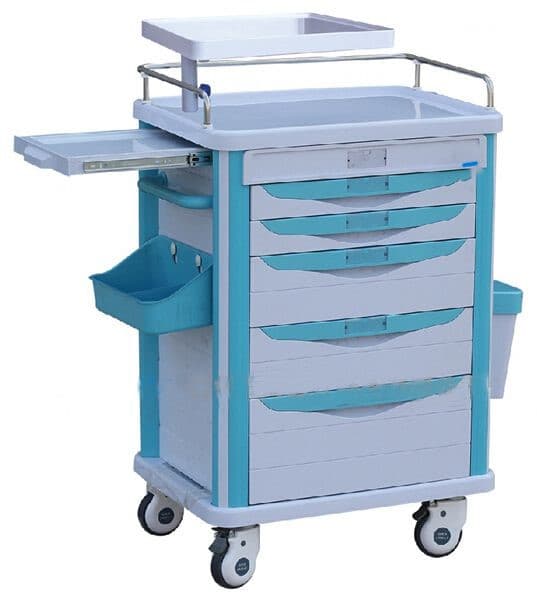 Multifunction Emergency Trolley Blue/Green with Ties (620 x 480 x 970mm)