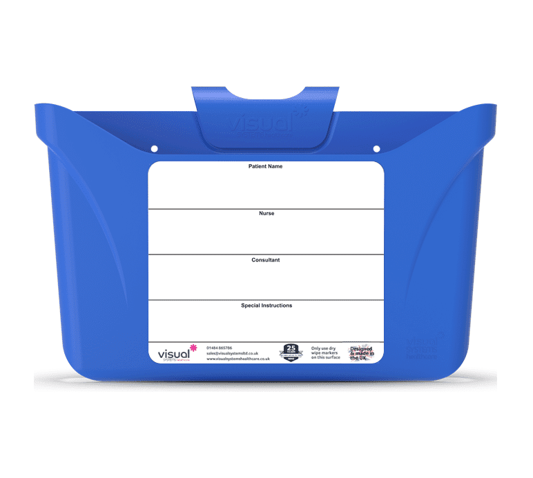 Patient Records Holder With Bed End Holder - GDPR Compliant (blue)
