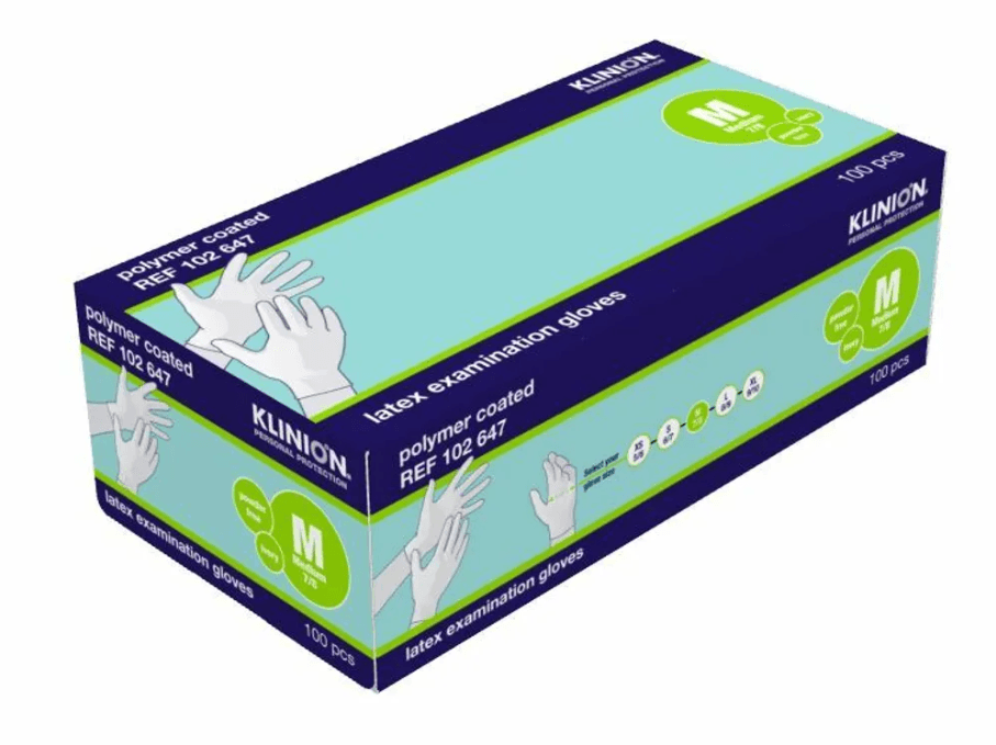 CASE Latex PF Polymer-Coated Examination Gloves Medium (10 x 100)