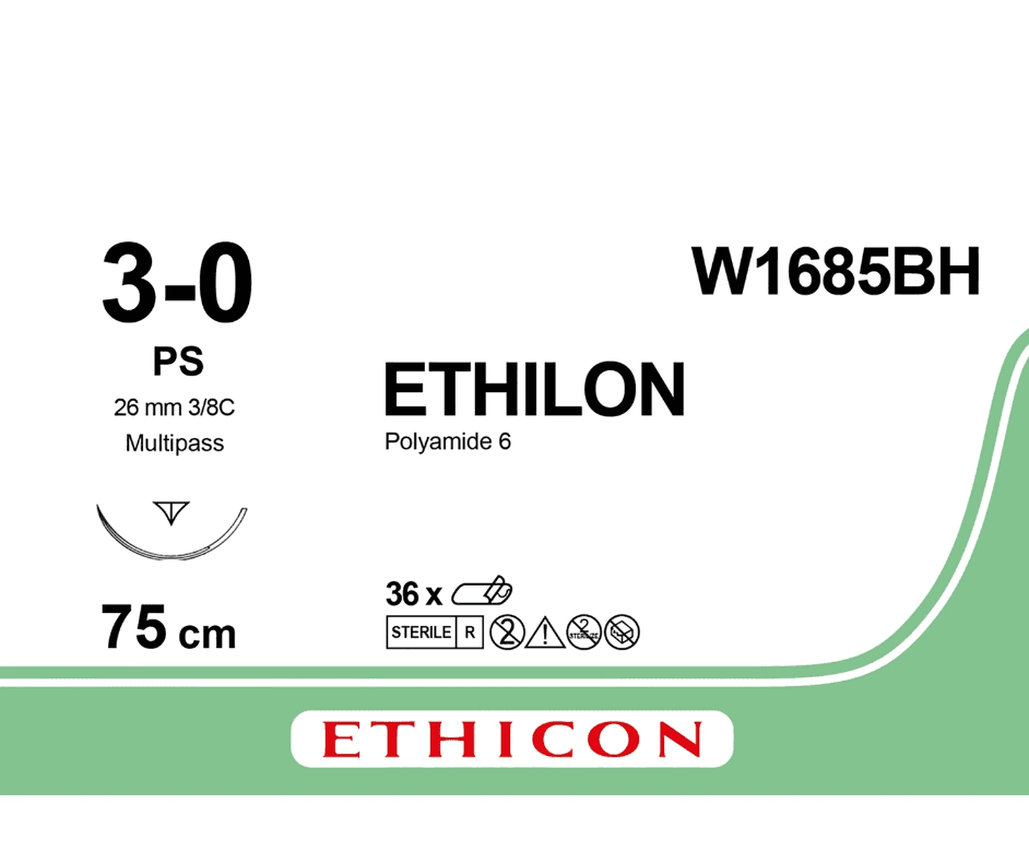 ETHILON Black 3/0 PRIME MP 75CM (26mm RC Needle) - Non Absorbable (36)