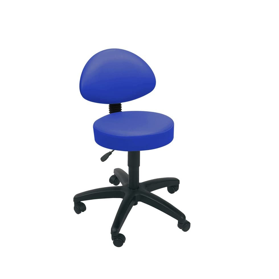 Examination Stool - With Backrest &amp; Castors - Mid Blue