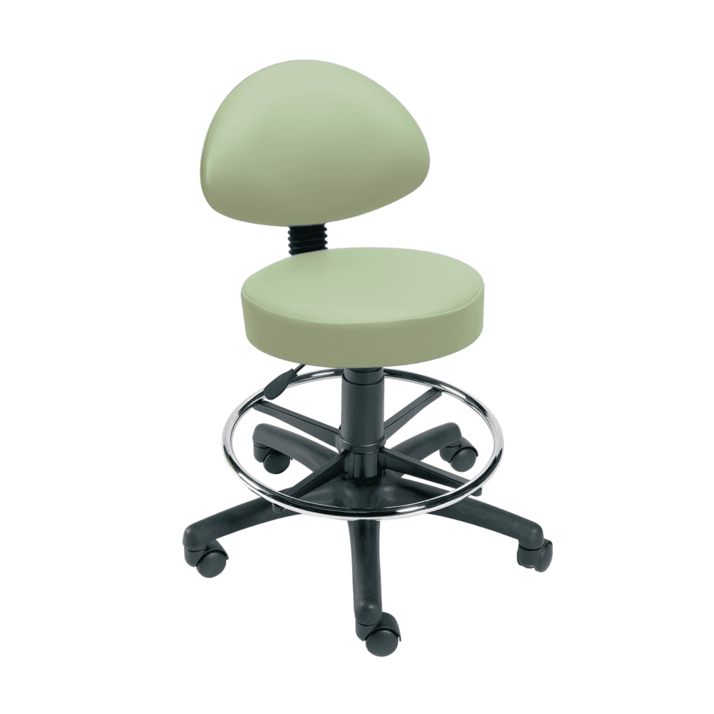 Examination Stool: Gas-lift Stool, Back-Rest, Foot Ring, Castors [SUN-ST06] - Apple