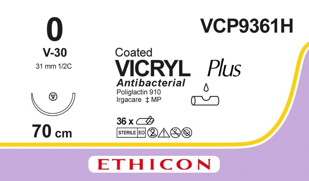VICRYL PLUS CT BRD, VIO, 0, 70cm, 1 x Tapercut, 31mm, 1/2C (36)