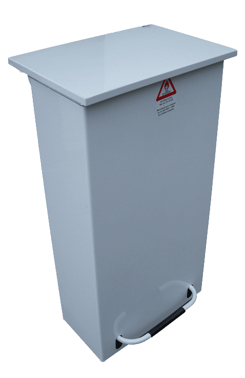 Standard Fire Retardant Pedal Bin - White - Medium 50L - Slow Close