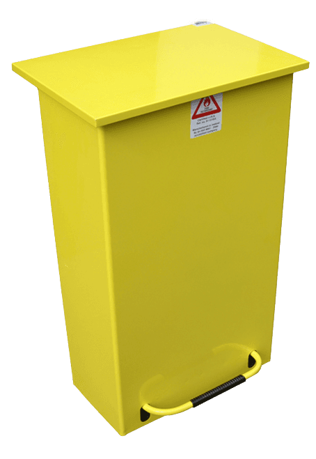 Standard Fire Retardant Pedal Bin - Yellow - Large 90L - SLOW CLOSE