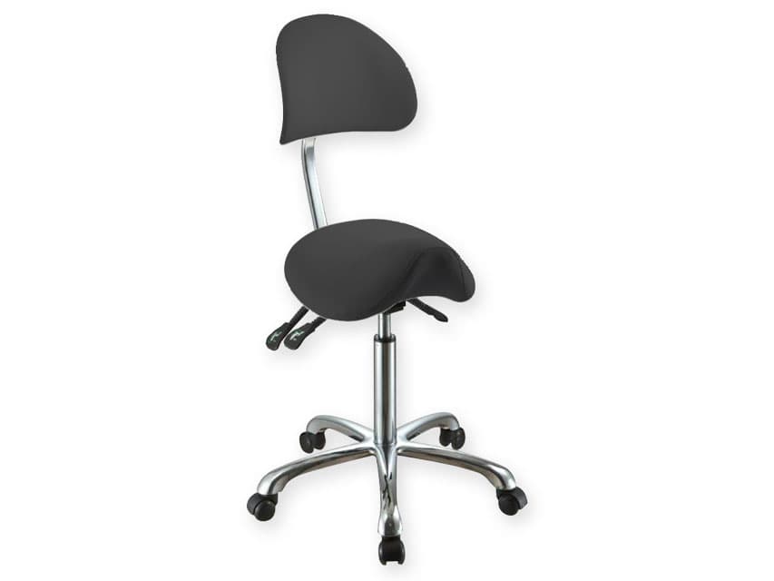 Height Adjustable Ergo B Stool with Backrest - Black
