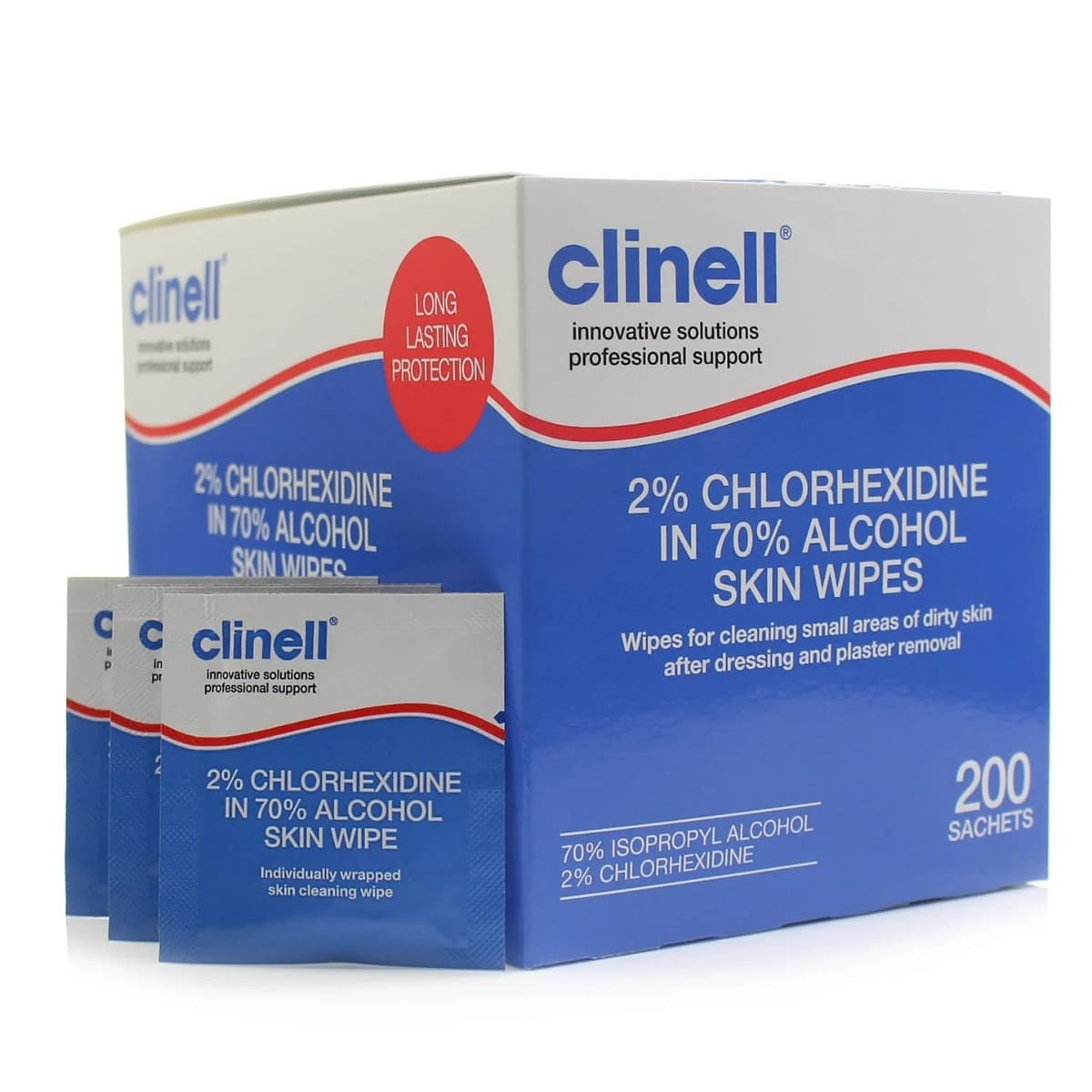 Clinell Alcoholic 2% CHG Skin Wipes Blue (200)