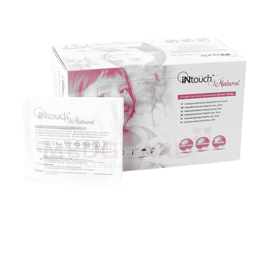 Intouch STERILE Latex PF Exam Gloves - Medium (50 Pairs)