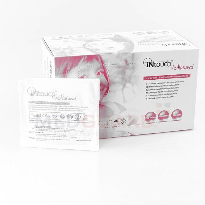 Intouch STERILE Latex PF Exam Gloves - Large (50 Pairs)