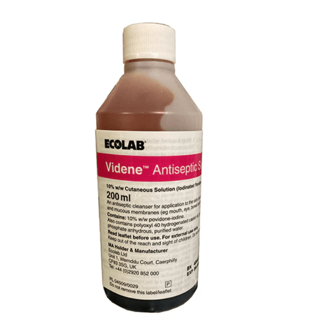 VIDENE ANTISEPTIC SOLUTION 10% PVP (Red) 200ml (1)