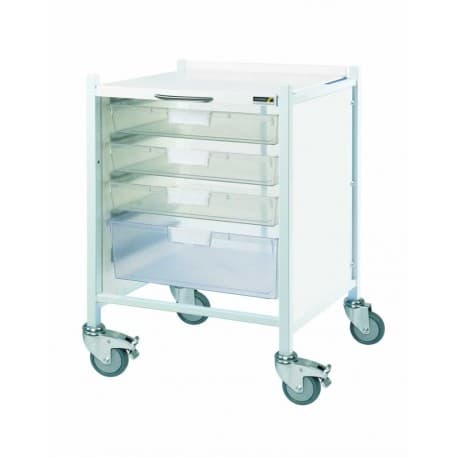 VISTA 40 Trolley - 3 Single / 1 Double Depth Trays CLEAR