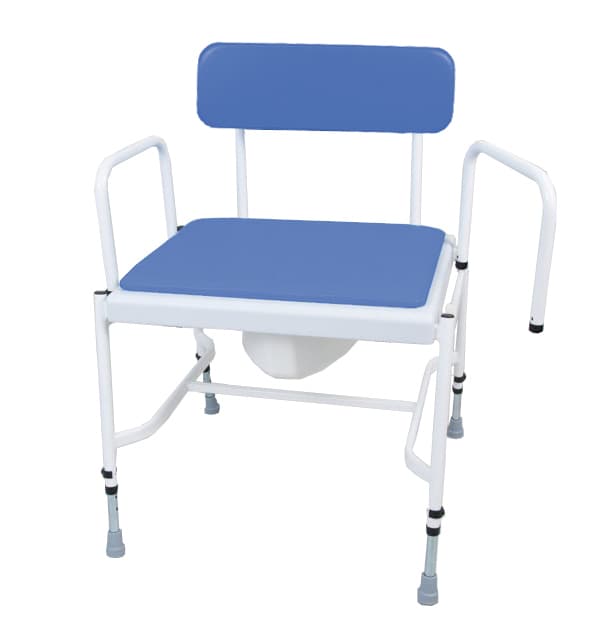 X222 Bariatric Adjustable Height & Detachable Arms Commode - Adjustable Back, Vinyl Upholstery